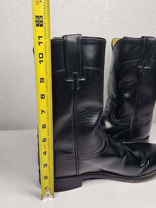 Justin 3133 Mens 9 D Black Leather Roper Cowboy Boots Standard Width Polished main image 11